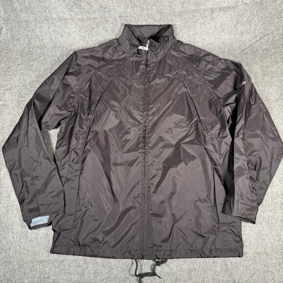 Anchor Blue Jacket Men's Large Black Snap Front Windbreaker Mesh Lined Nylon Y2K - Picture 1 of 5